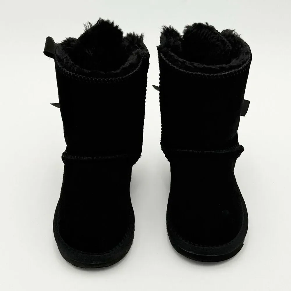 UGG Black Bailey Bow Sheepskin Winter Boots - Little Kids US Size